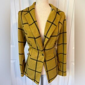 Plaid Yellow Blazer for Women
